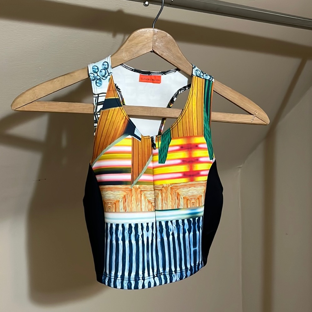 Clover Canyon front-zip neoprene crop top